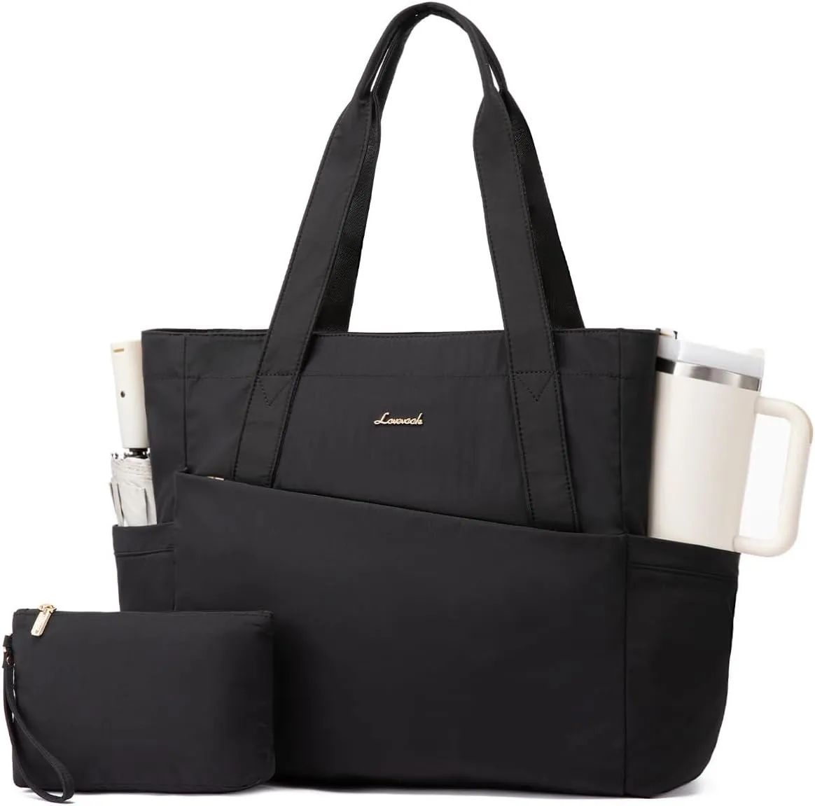 LOVEVOOK Tote Bag for Women 15.6 Inch Work Tote Handbag with Zipper and Yoga Strap Gym Bag for Nurse Teacher Travel, Daily