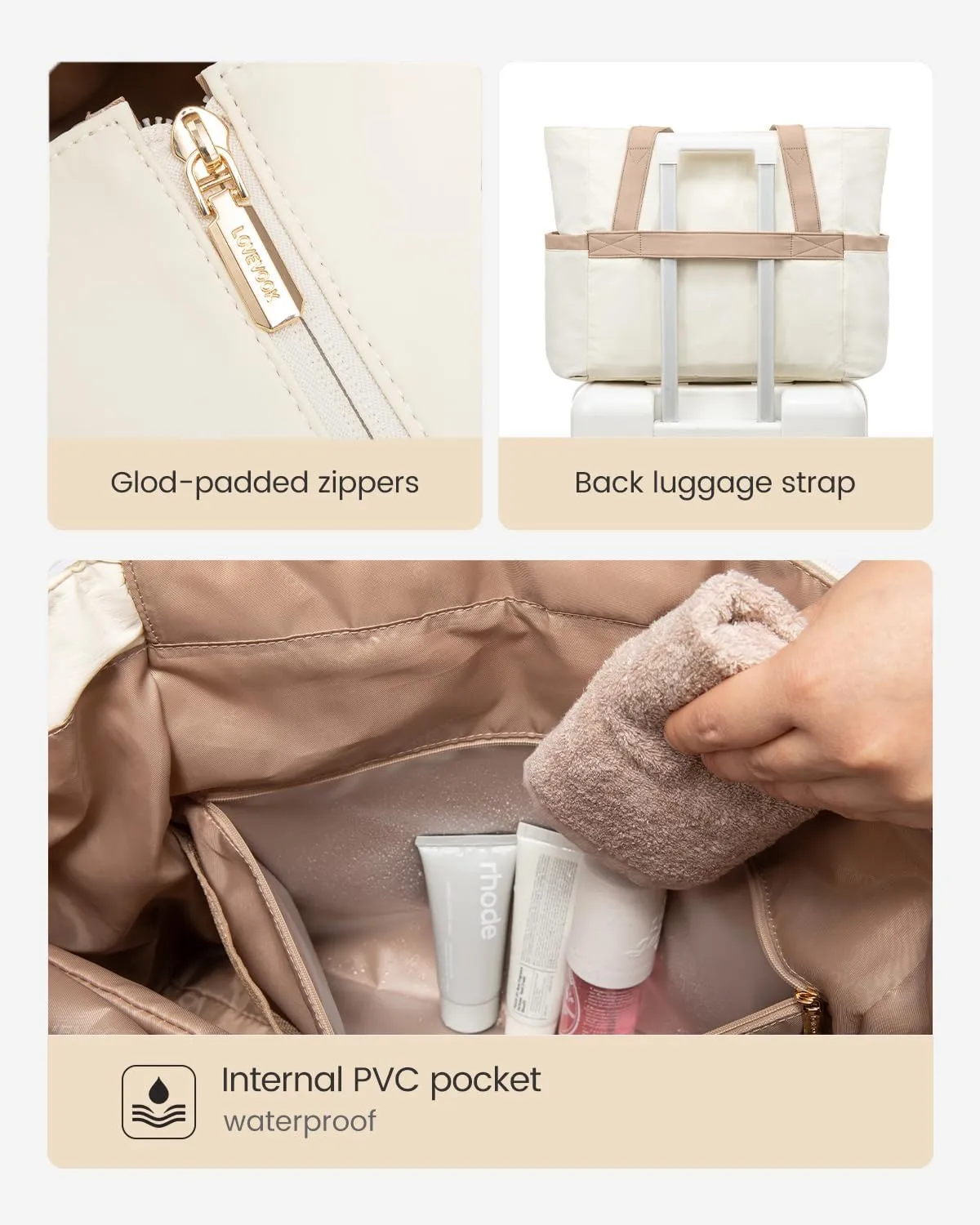 LOVEVOOK Tote Bag for Women 15.6 Inch Work Tote Handbag with Zipper and Yoga Strap Gym Bag for Nurse Teacher Travel, Daily