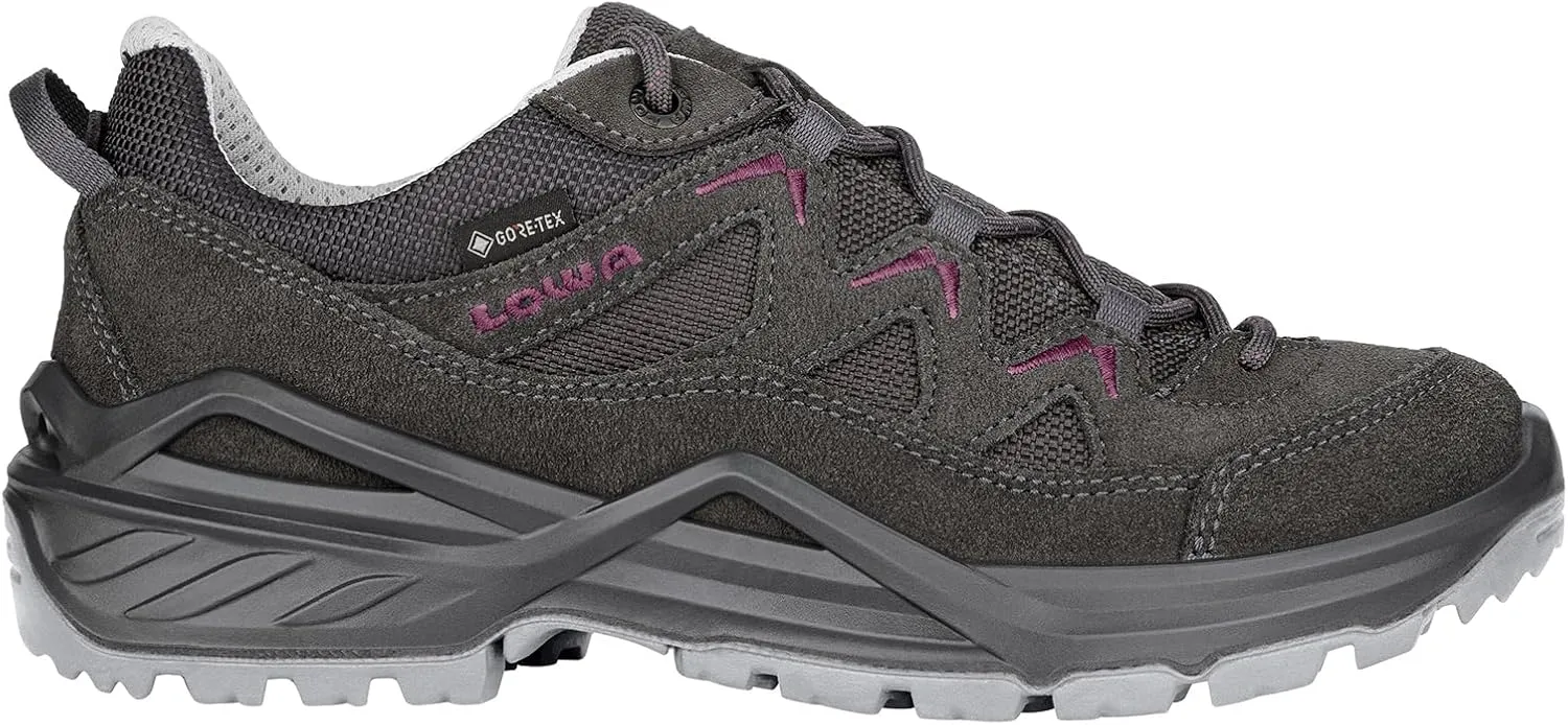 LOWA Womens Sirkos Evo GTX Lo Suede Textile Anthracite Berry Shoes 6 US