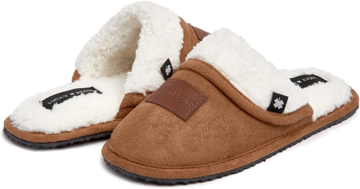 Lucky Brand Boy's Fleece Clog Micro Suede Tab Slippers – Warm and Comfortable Indoor Footwear