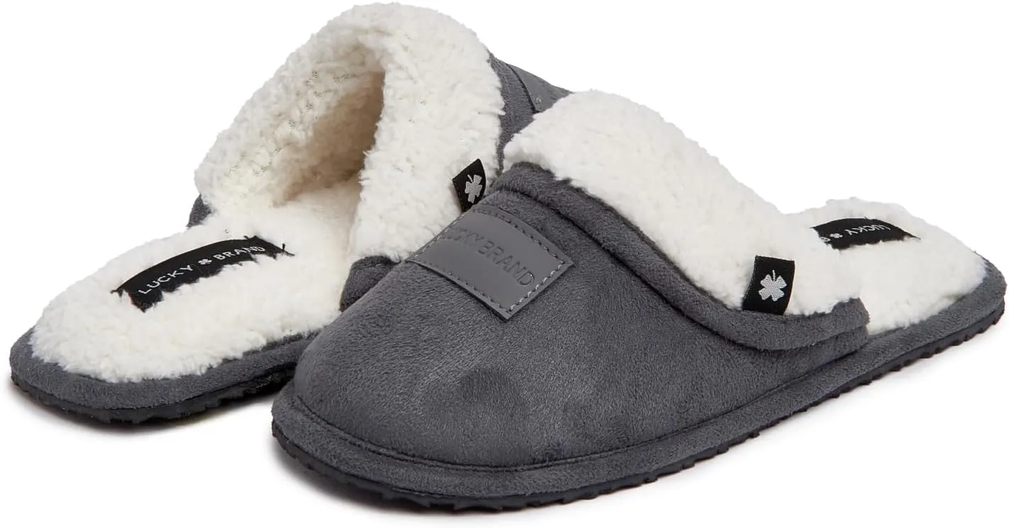Lucky Brand Boy's Fleece Clog Micro Suede Tab Slippers – Warm and Comfortable Indoor Footwear