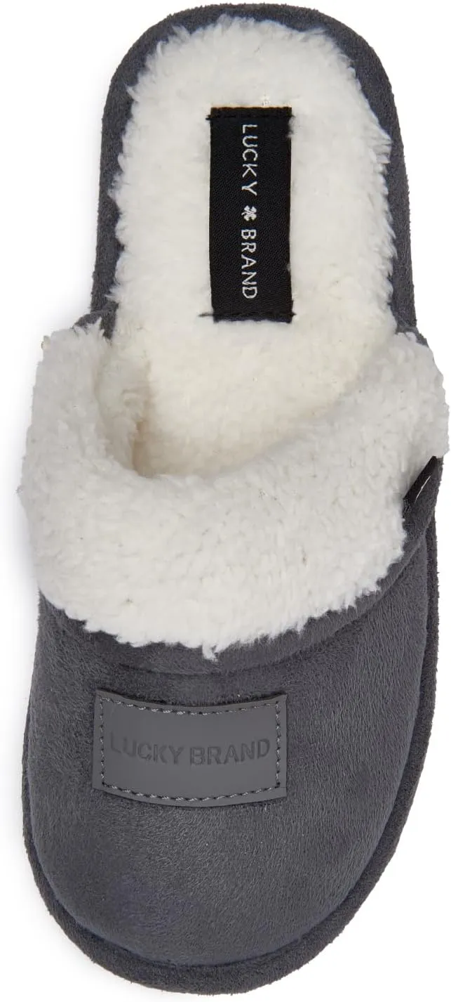 Lucky Brand Boy's Fleece Clog Micro Suede Tab Slippers – Warm and Comfortable Indoor Footwear