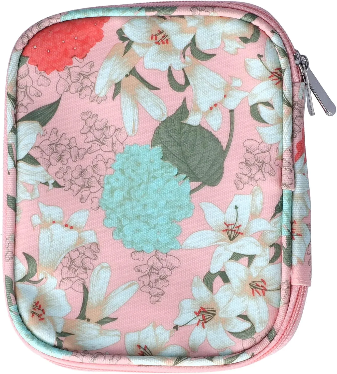 Lufodon Oxford Storage Bag, Pink Lily Design, Portable Household Daily Use, DIY Crochet Handbag for Organizing Essentials