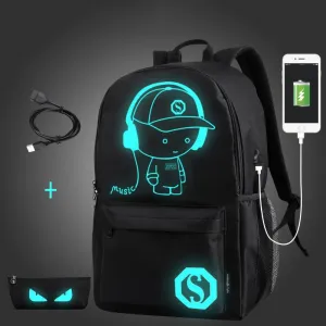 Luminous USB Charge Anti-theft Backpack For Teenagers