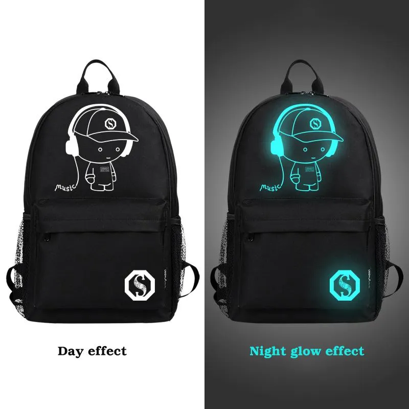 Luminous USB Charge Anti-theft Backpack For Teenagers