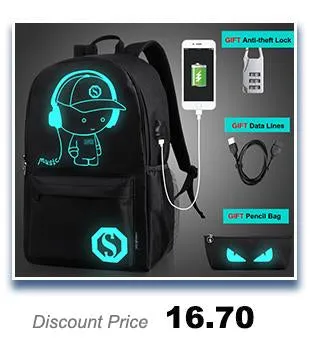 Luminous USB Charge Anti-theft Backpack For Teenagers