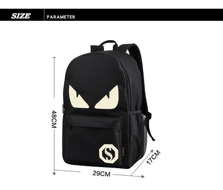 Luminous USB Charge Anti-theft Backpack For Teenagers