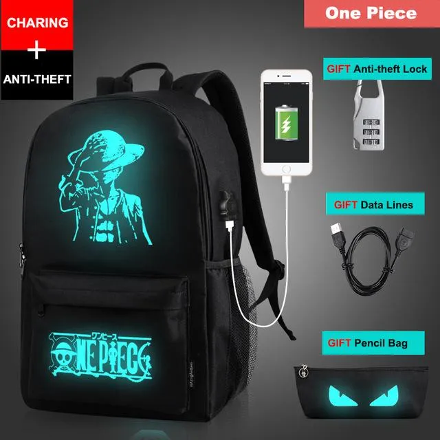 Luminous USB Charge Anti-theft Backpack For Teenagers