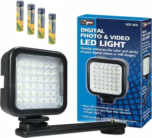 Lytro Illum Light Field Digital Camera Lighting LED-36X On-Camera LED Video Light - With a Pack of 4 AAA NiMH Rechargable Batteries - 1000mAh