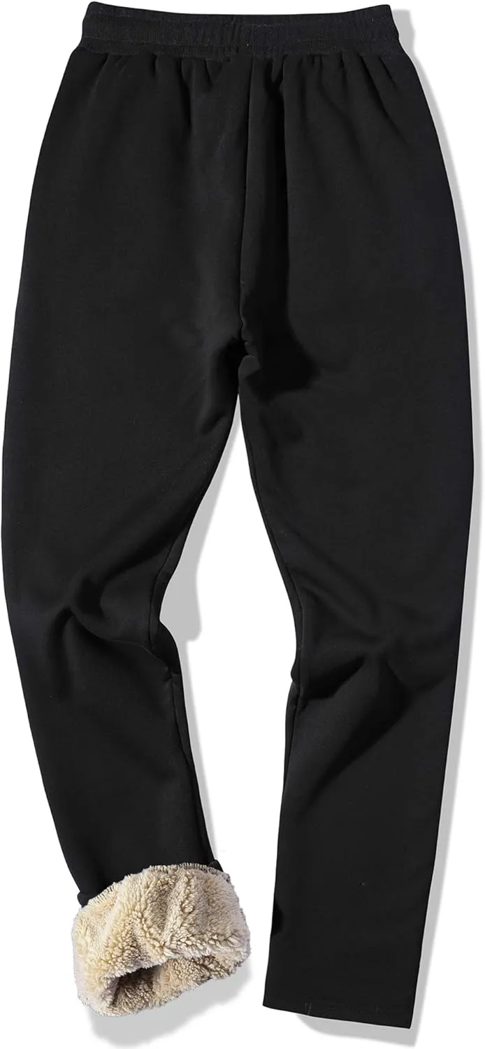MACHLAB Men's Thermal Fleece Jogger Pants Sherpa Lined Sweatpants Winter Warm Thick Track Pants