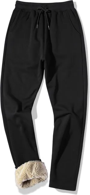 MACHLAB Men's Thermal Fleece Jogger Pants Sherpa Lined Sweatpants Winter Warm Thick Track Pants