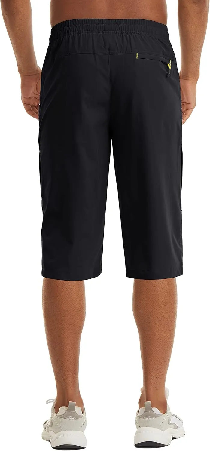 MAGCOMSEN Men's Capri Shorts Quick Dry Below Knee 3/4 Capri Pants with Zipper Pockets for Workout Running Training Summer
