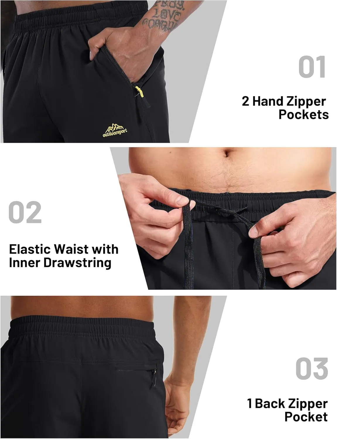 MAGCOMSEN Men's Capri Shorts Quick Dry Below Knee 3/4 Capri Pants with Zipper Pockets for Workout Running Training Summer