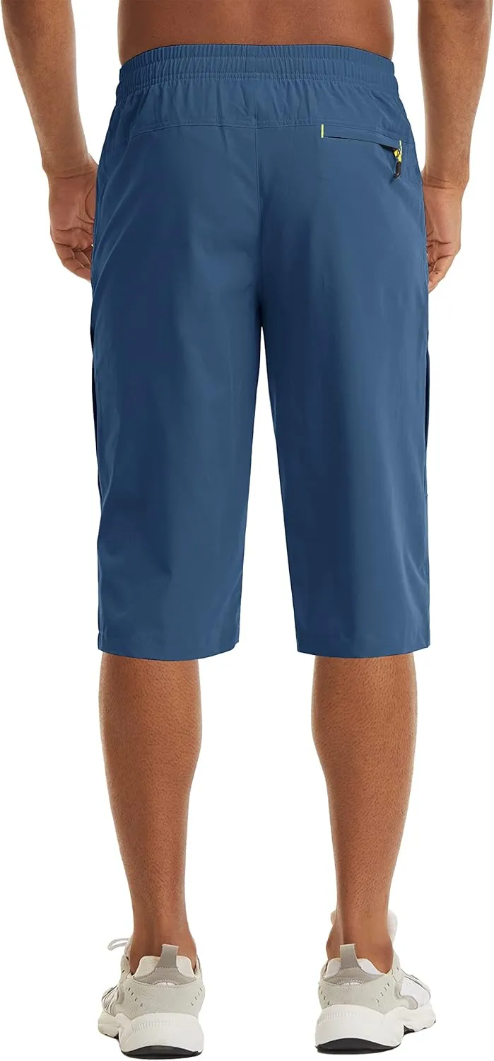 MAGCOMSEN Men's Capri Shorts Quick Dry Below Knee 3/4 Capri Pants with Zipper Pockets for Workout Running Training Summer