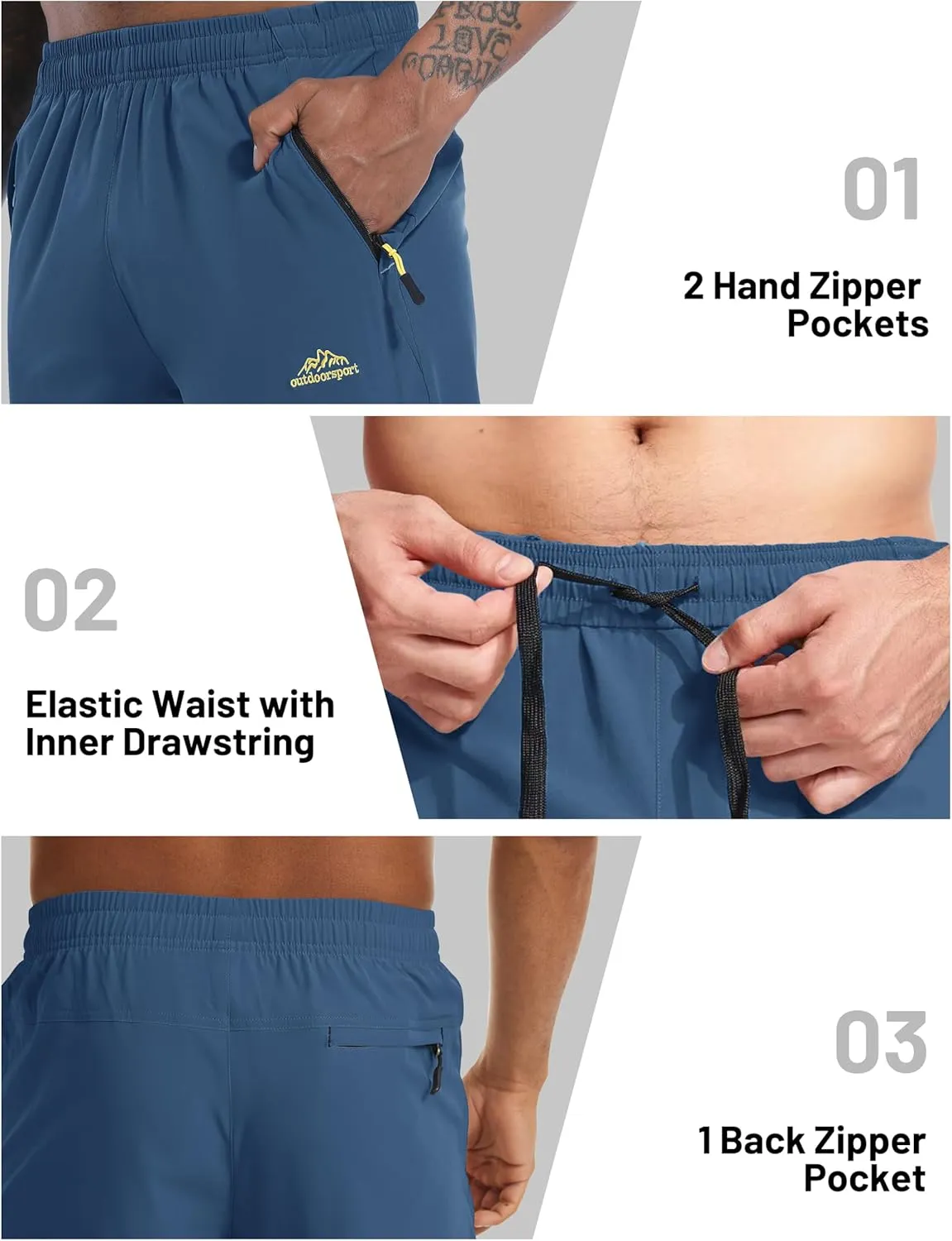 MAGCOMSEN Men's Capri Shorts Quick Dry Below Knee 3/4 Capri Pants with Zipper Pockets for Workout Running Training Summer