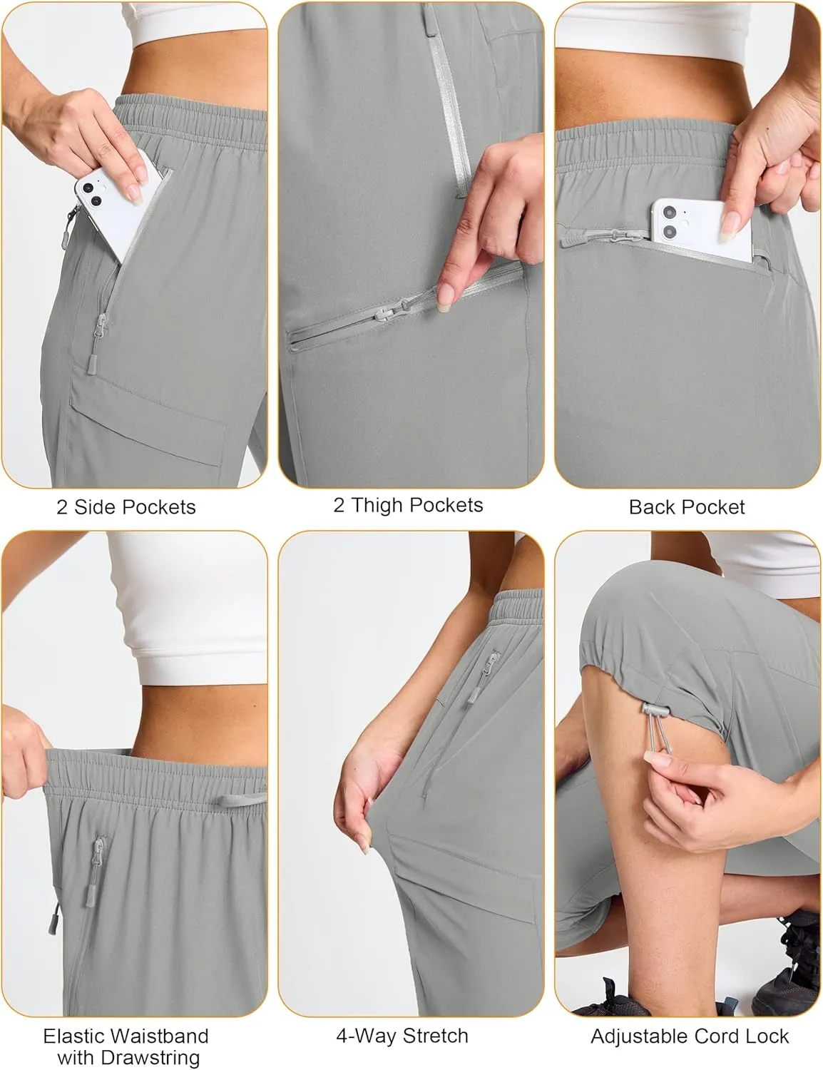 MAGCOMSEN Women's Capri Pants UPF 50  Lightweight Hiking Cargo Capri Joggers Quick Dry Golf Summer Pants with 5 Pockets