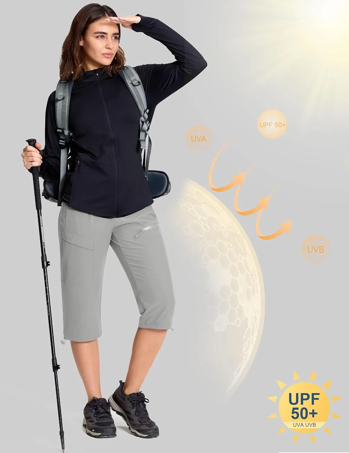 MAGCOMSEN Women's Capri Pants UPF 50  Lightweight Hiking Cargo Capri Joggers Quick Dry Golf Summer Pants with 5 Pockets