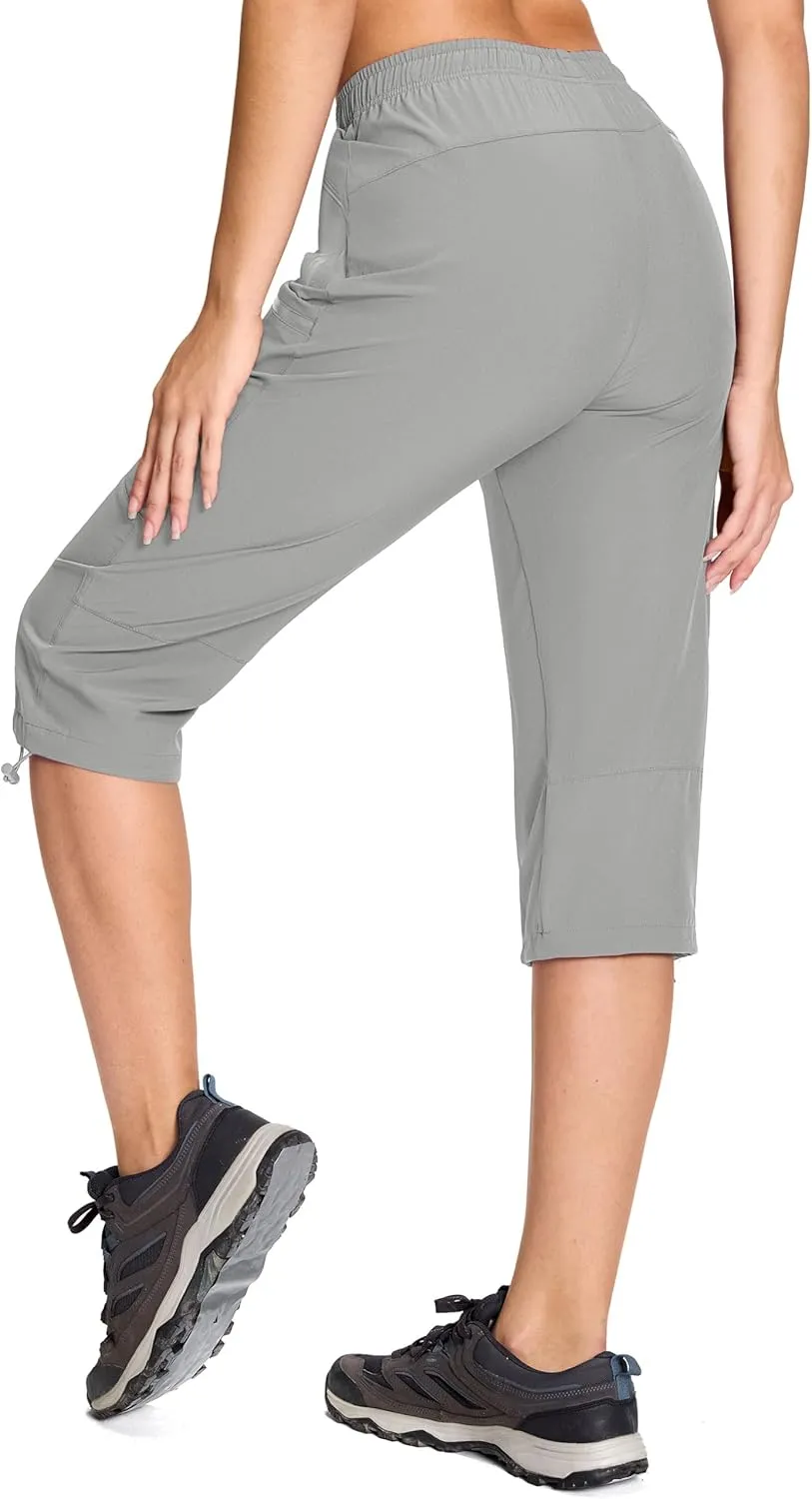 MAGCOMSEN Women's Capri Pants UPF 50  Lightweight Hiking Cargo Capri Joggers Quick Dry Golf Summer Pants with 5 Pockets