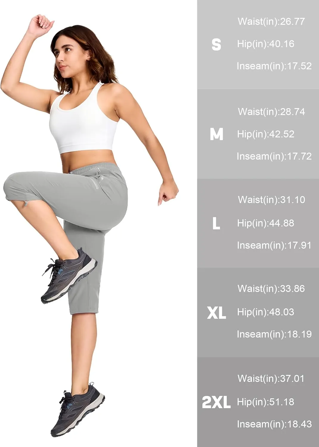 MAGCOMSEN Women's Capri Pants UPF 50  Lightweight Hiking Cargo Capri Joggers Quick Dry Golf Summer Pants with 5 Pockets
