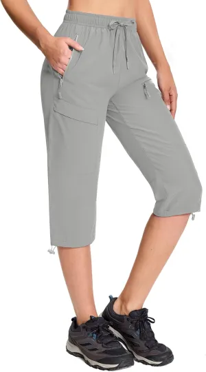 MAGCOMSEN Women's Capri Pants UPF 50  Lightweight Hiking Cargo Capri Joggers Quick Dry Golf Summer Pants with 5 Pockets