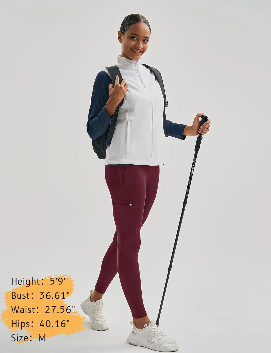 MAGCOMSEN Women's Hiking Leggings with 4 Zipper Pockets Water Resistant High Waisted Cargo Leggings Workout Running Yoga