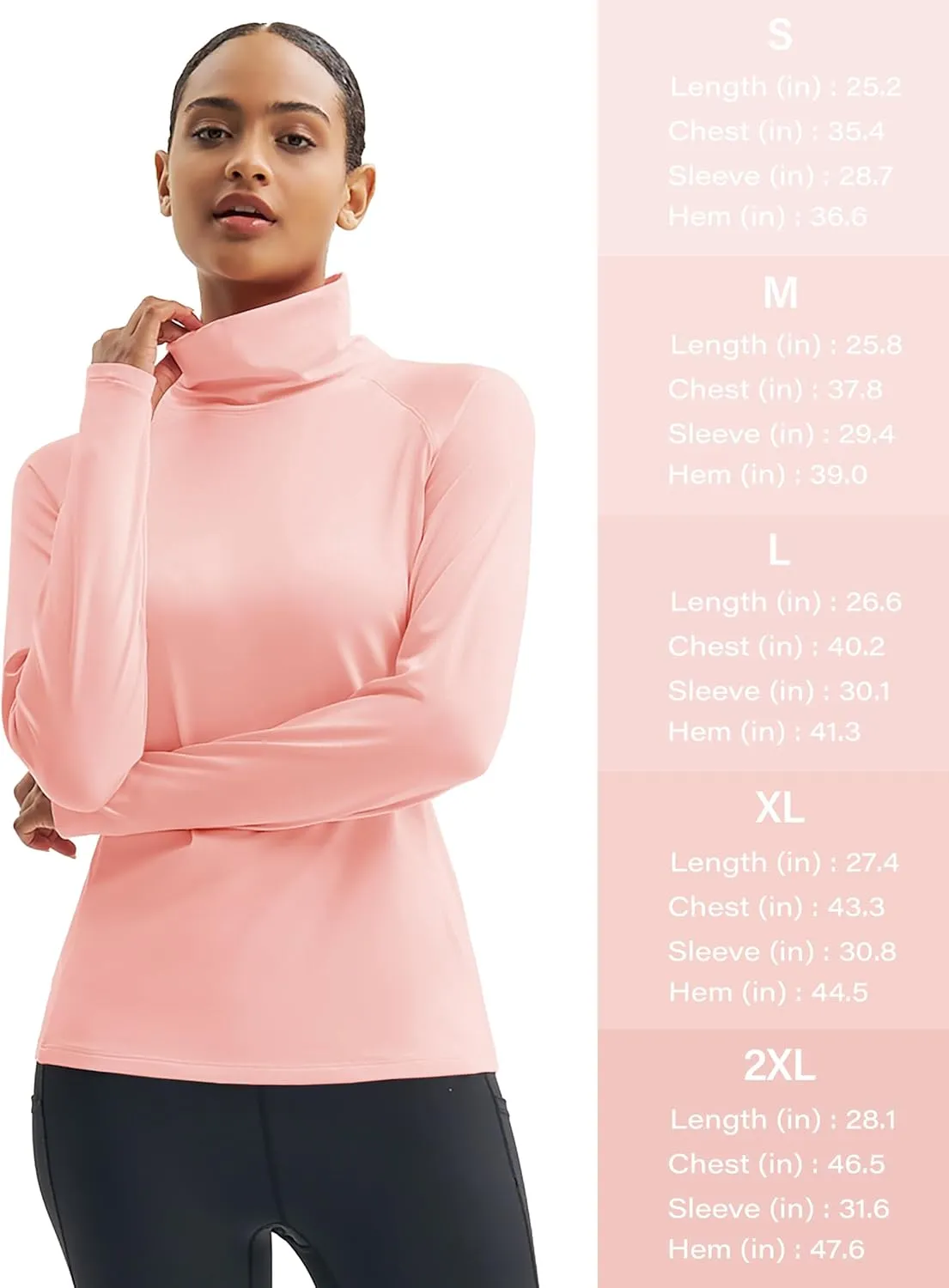 MAGCOMSEN Women's Thermal Long Sleeve Fleece Shirt Mock Turtleneck Undershirt Running Workout Top with Thumb Holes