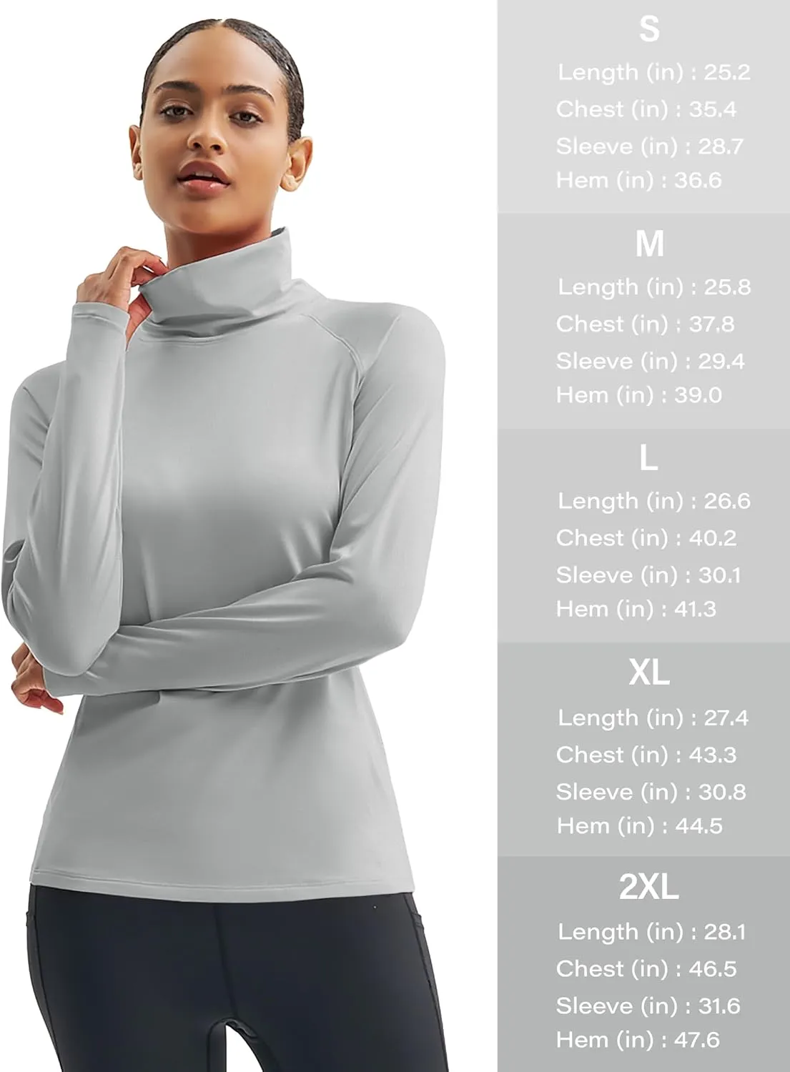 MAGCOMSEN Women's Thermal Long Sleeve Fleece Shirt Mock Turtleneck Undershirt Running Workout Top with Thumb Holes