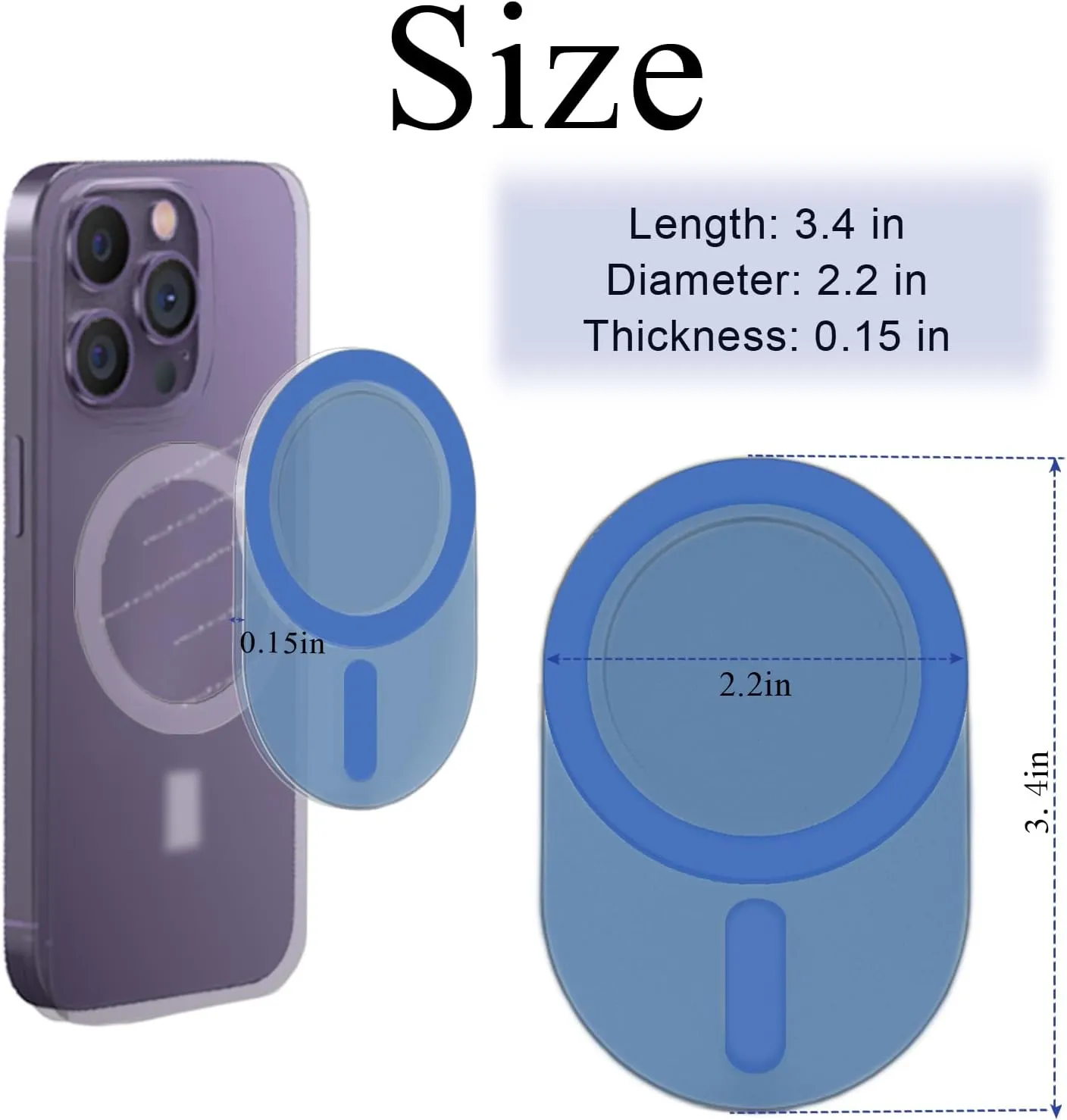Magnetic Base Compatible with PopSocket Phone Grips Holder for iPhone MagSafe Cases Base Plate, Socket Grip Base for Pop Socket, Easy Removable for Magsafe Wireless Charging, Large, Blue