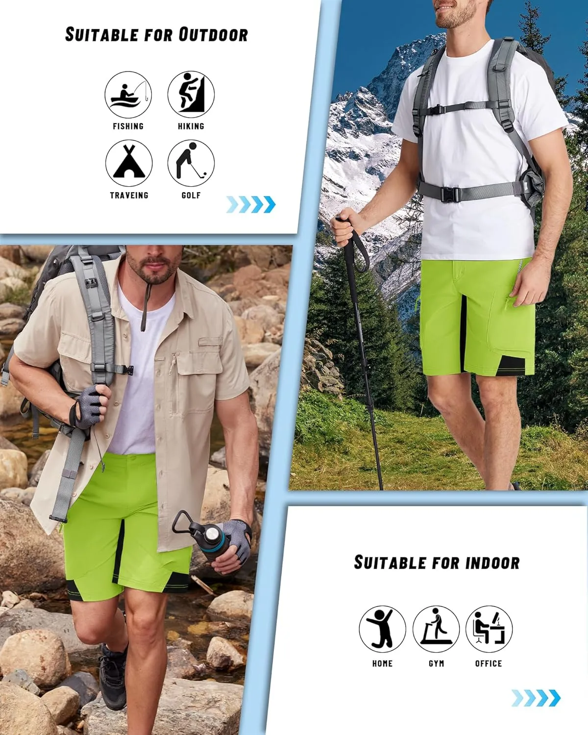 MAGNIVIT Men's Hiking Shorts Quick Dry Cargo Shorts Ripstop Tactical Water Repellent Work Shorts with Multi-Pockets