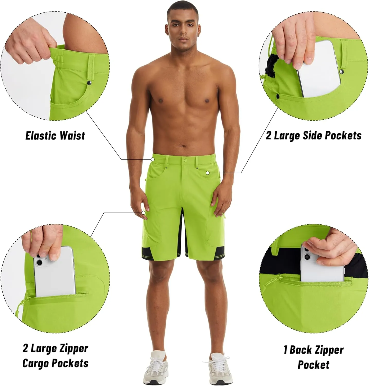 MAGNIVIT Men's Hiking Shorts Quick Dry Cargo Shorts Ripstop Tactical Water Repellent Work Shorts with Multi-Pockets