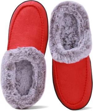 MAINCH Slippers for Women with Memory Foam Fuzzy Moccasin Slippers for Indoor Outdoor