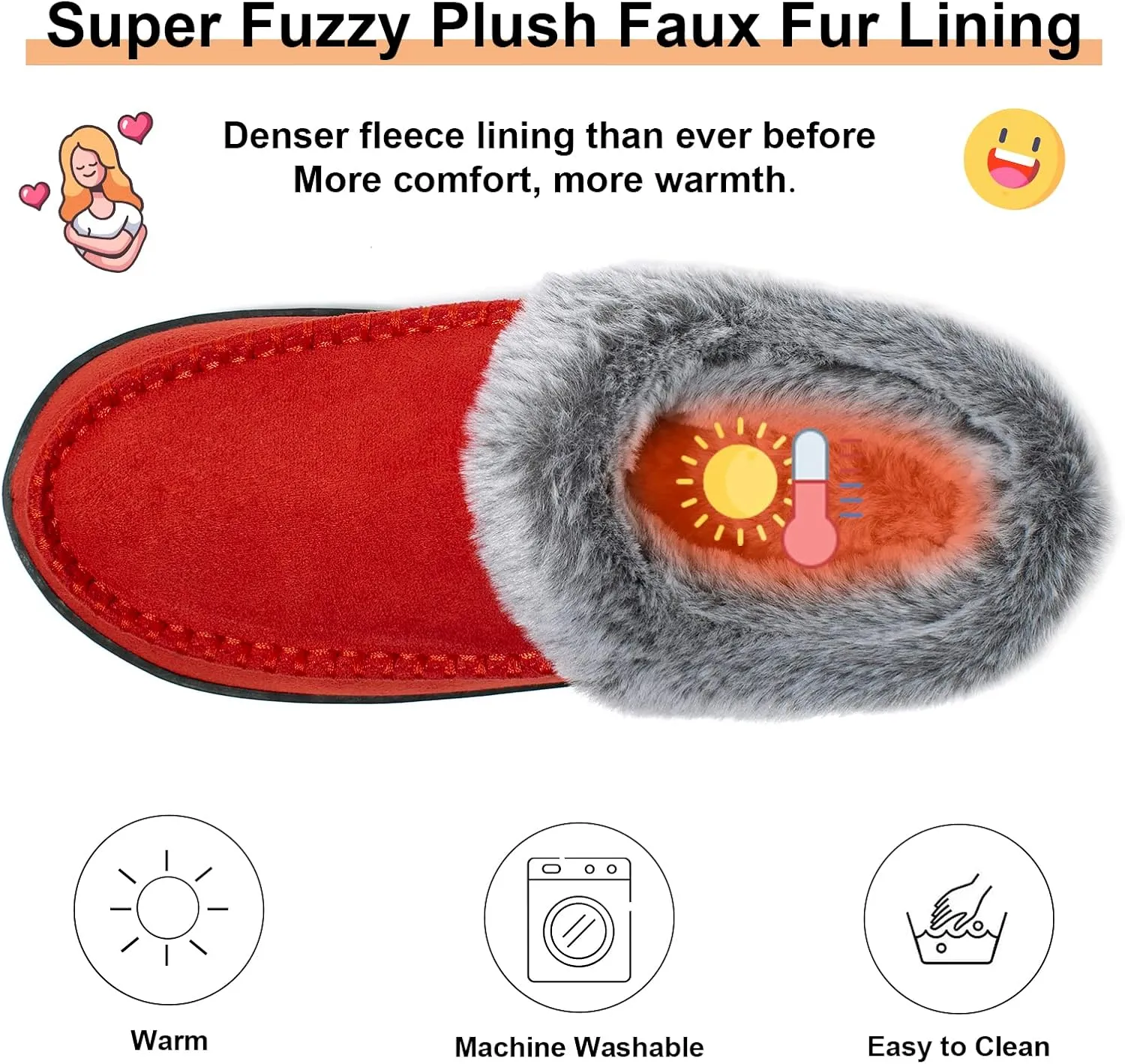 MAINCH Slippers for Women with Memory Foam Fuzzy Moccasin Slippers for Indoor Outdoor