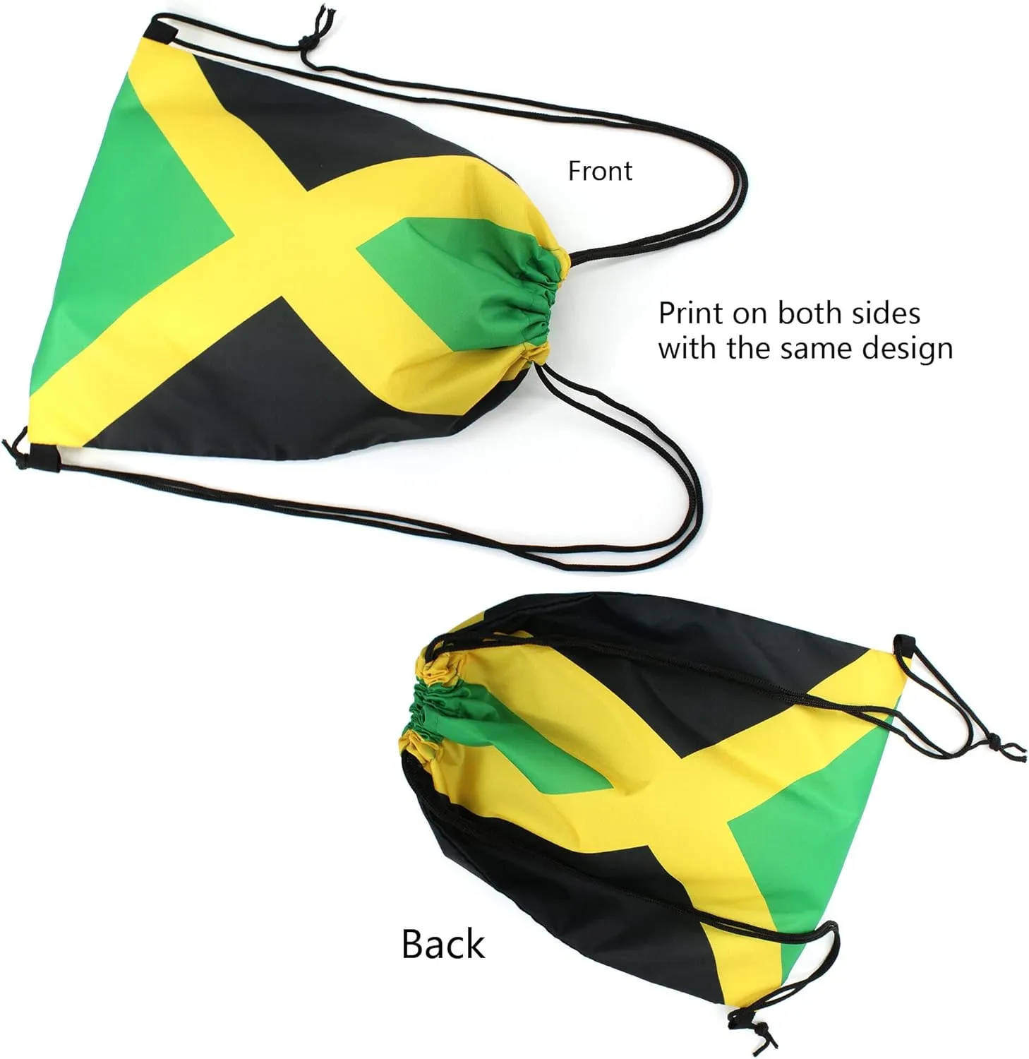 Man and Women 5cps Drawstring Backpack Waterproof Gym Sports Trave String Bag Cheer Bag Jamaican Afro Rasta（5pcs）