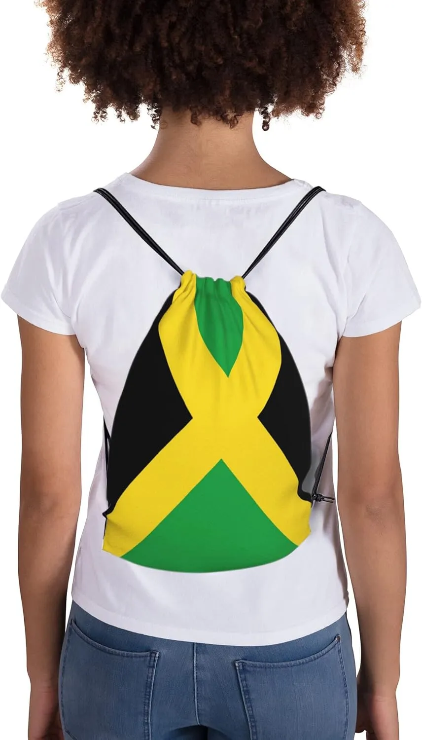Man and Women 5cps Drawstring Backpack Waterproof Gym Sports Trave String Bag Cheer Bag Jamaican Afro Rasta（5pcs）