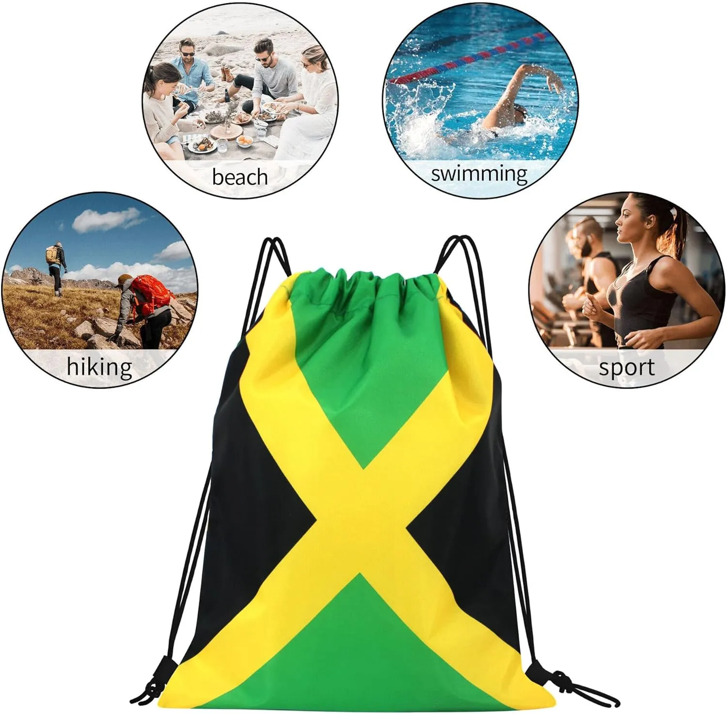 Man and Women 5cps Drawstring Backpack Waterproof Gym Sports Trave String Bag Cheer Bag Jamaican Afro Rasta（5pcs）