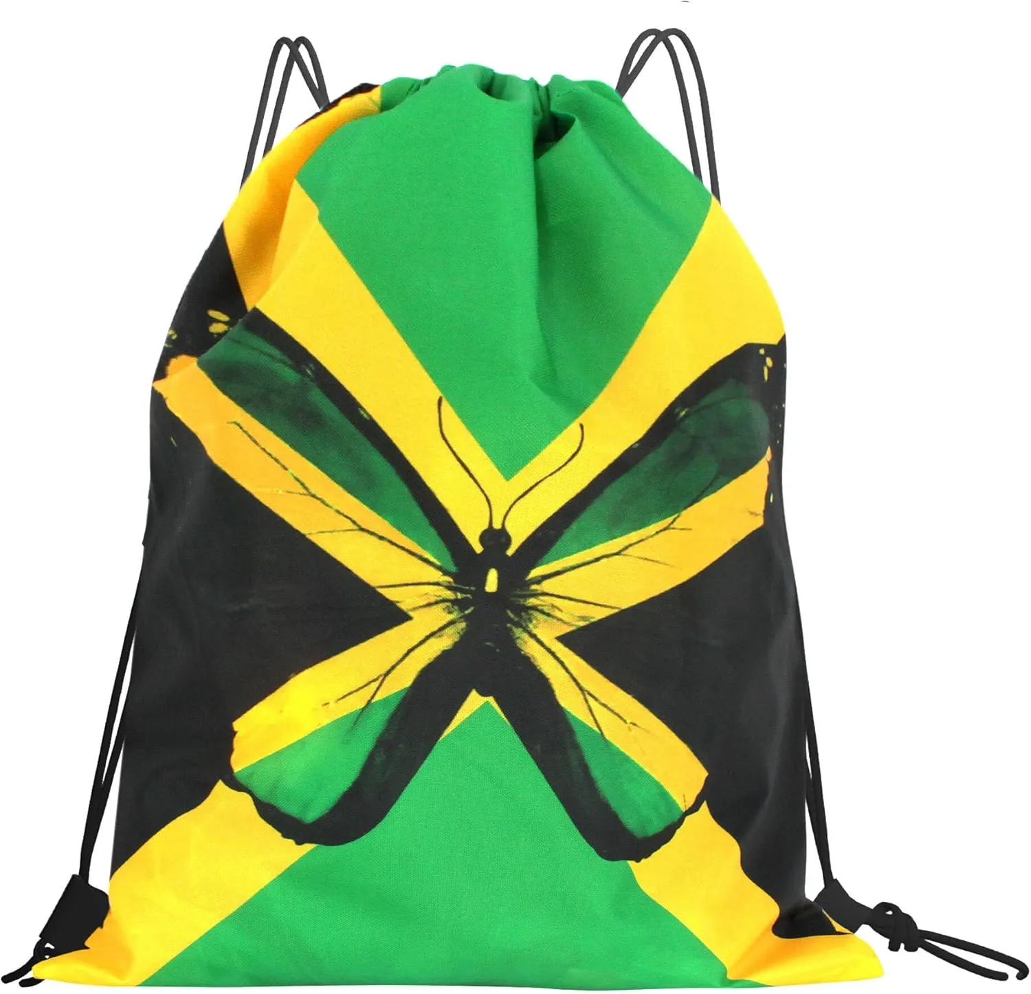 Man and Women 5pcs Drawstring Backpack Waterproof Gym Sports Trave String Bag Cheer Bag Jamaican Afro Rasta（Butterfly 5pcs）