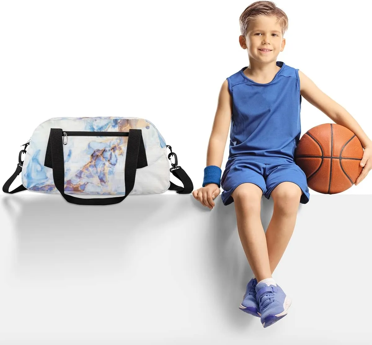 Marble Modern Art Kids Duffel Bag for Girls Boys Teens, Marble Pixel Wind Dance Bag Overnight Small Duffel Bag Carry On Weekend Sports Gym Travel Bag for School Practice Gymnastics Ballet