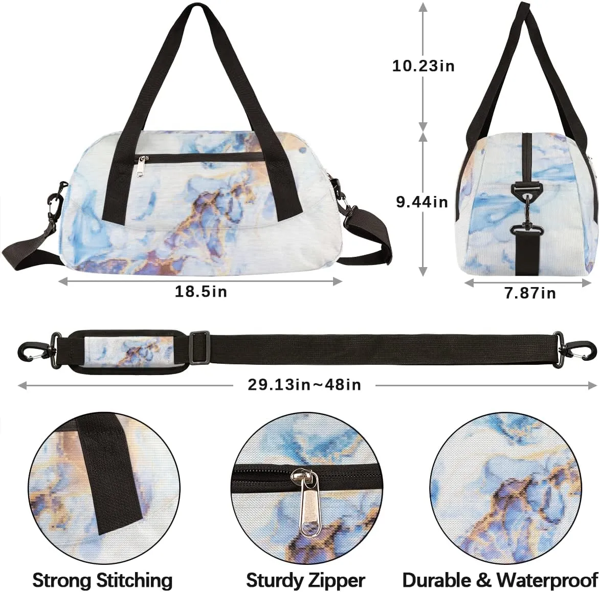Marble Modern Art Kids Duffel Bag for Girls Boys Teens, Marble Pixel Wind Dance Bag Overnight Small Duffel Bag Carry On Weekend Sports Gym Travel Bag for School Practice Gymnastics Ballet