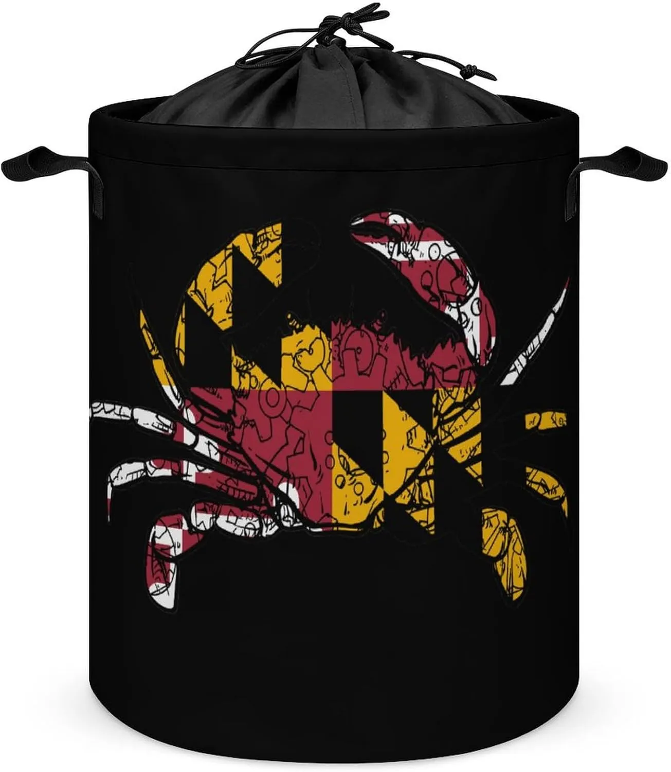 Maryland Chesapeake Bay Blue Crabs 3 Laundry Hamper,45L Round Drawstring Collapsible Laundry Basket with Handle 17in Waterproof Storage Basket for Bedroom Room-1