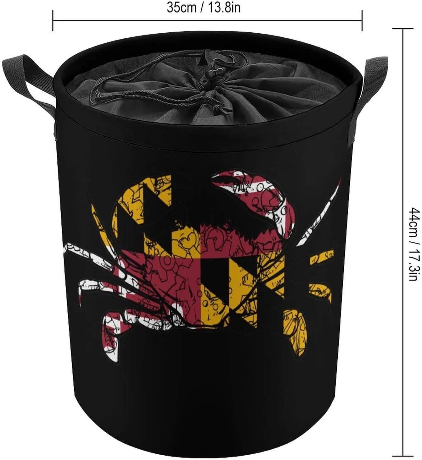Maryland Chesapeake Bay Blue Crabs 3 Laundry Hamper,45L Round Drawstring Collapsible Laundry Basket with Handle 17in Waterproof Storage Basket for Bedroom Room-1