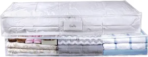Masirs Clear Underbed Storage Bag, Durable Vinyl Material to Shield Your Contents from Dust, Dirt and Moisture, Easy Gliding Zipper for Easy Access and Label Pocket for Easy Identification, (2-Pack)