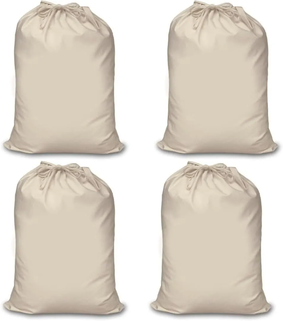 Mayatra's Organic Cotton Laundry Bag For Clothes - Travel Organizer - Eco-friendly 100% Pure Cotton Drawstring Bag - Large Size - Hanging Laundry Bag Foldable and Washable (Pack Of 4)