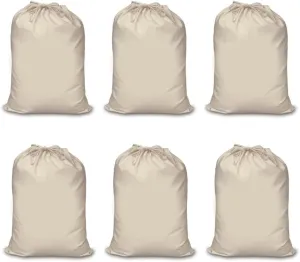 Mayatra's Organic Cotton Laundry Bag For Clothes - Travel Organizer - Eco-friendly 100% Pure Cotton Drawstring Bag - Large Size - Hanging Laundry Bag Foldable and Washable (Pack Of 6)