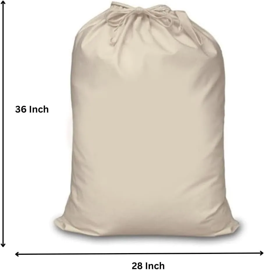 Mayatra's Organic Cotton Laundry Bag For Clothes - Travel Organizer - Eco-friendly 100% Pure Cotton Drawstring Bag - Large Size - Hanging Laundry Bag Foldable and Washable (Pack Of 6)