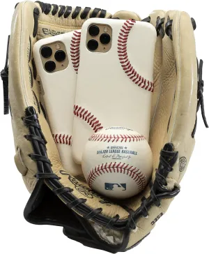 mcmadley Baseball Phone Case for iPhone 13 - Made with Professional Baseball Leather and Raised Red Hand Stitching, Thin Case, Protective Grip, Authentic Leather Cover