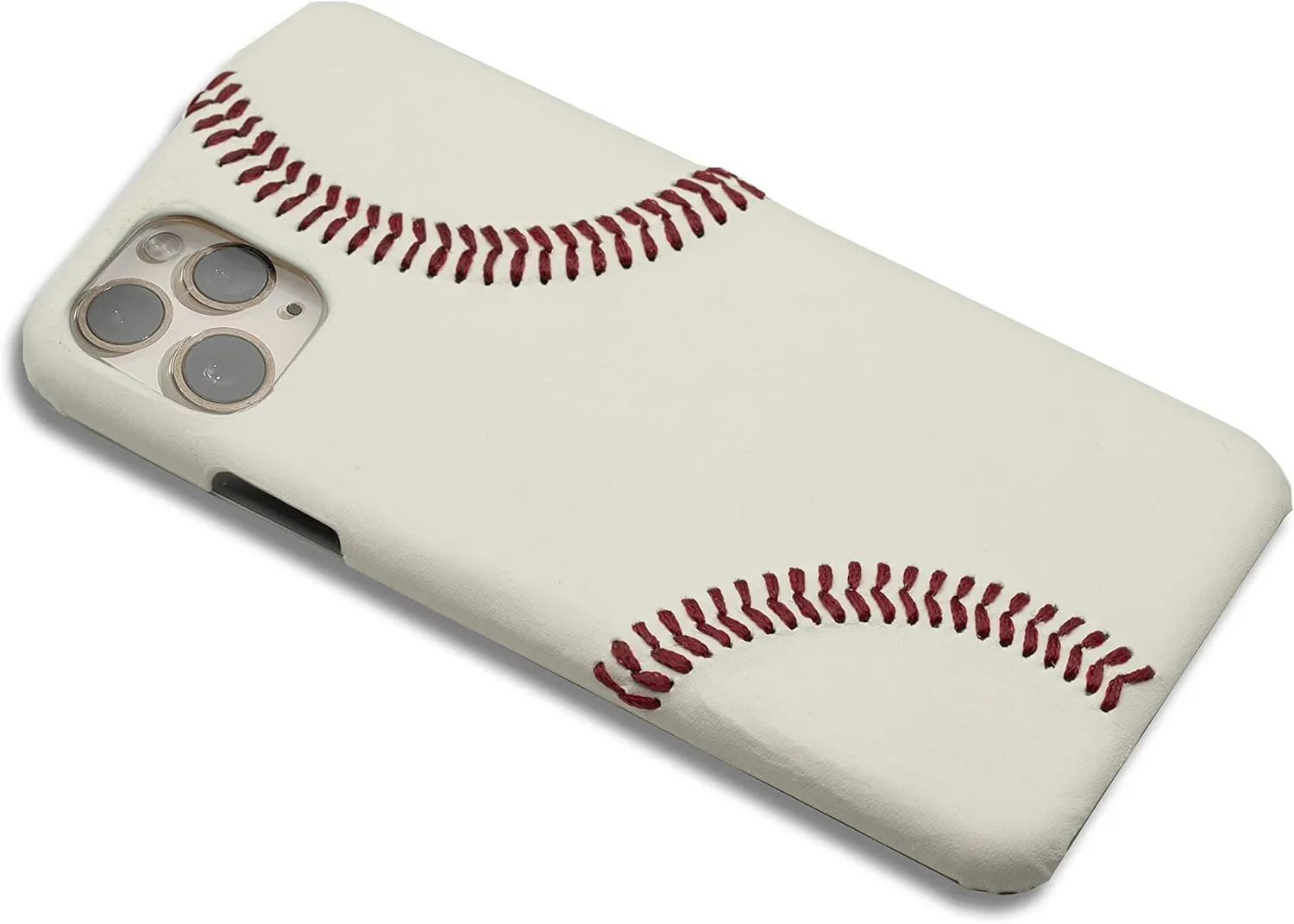 mcmadley Baseball Phone Case for iPhone Model 12 and 12 Pro - Made with Professional Baseball Leather and Raised Red Hand Stitching, Thin Case, Protective Grip, Authentic Leather Cover