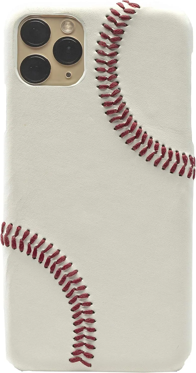 mcmadley Baseball Phone Case for iPhone Model 12 and 12 Pro - Made with Professional Baseball Leather and Raised Red Hand Stitching, Thin Case, Protective Grip, Authentic Leather Cover