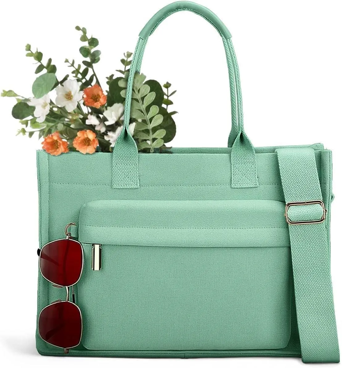 Medium Canvas Tote Bag for Women, Womens Tote Bag for School Bags Travel Crossbody Purse With Zipper Pocket