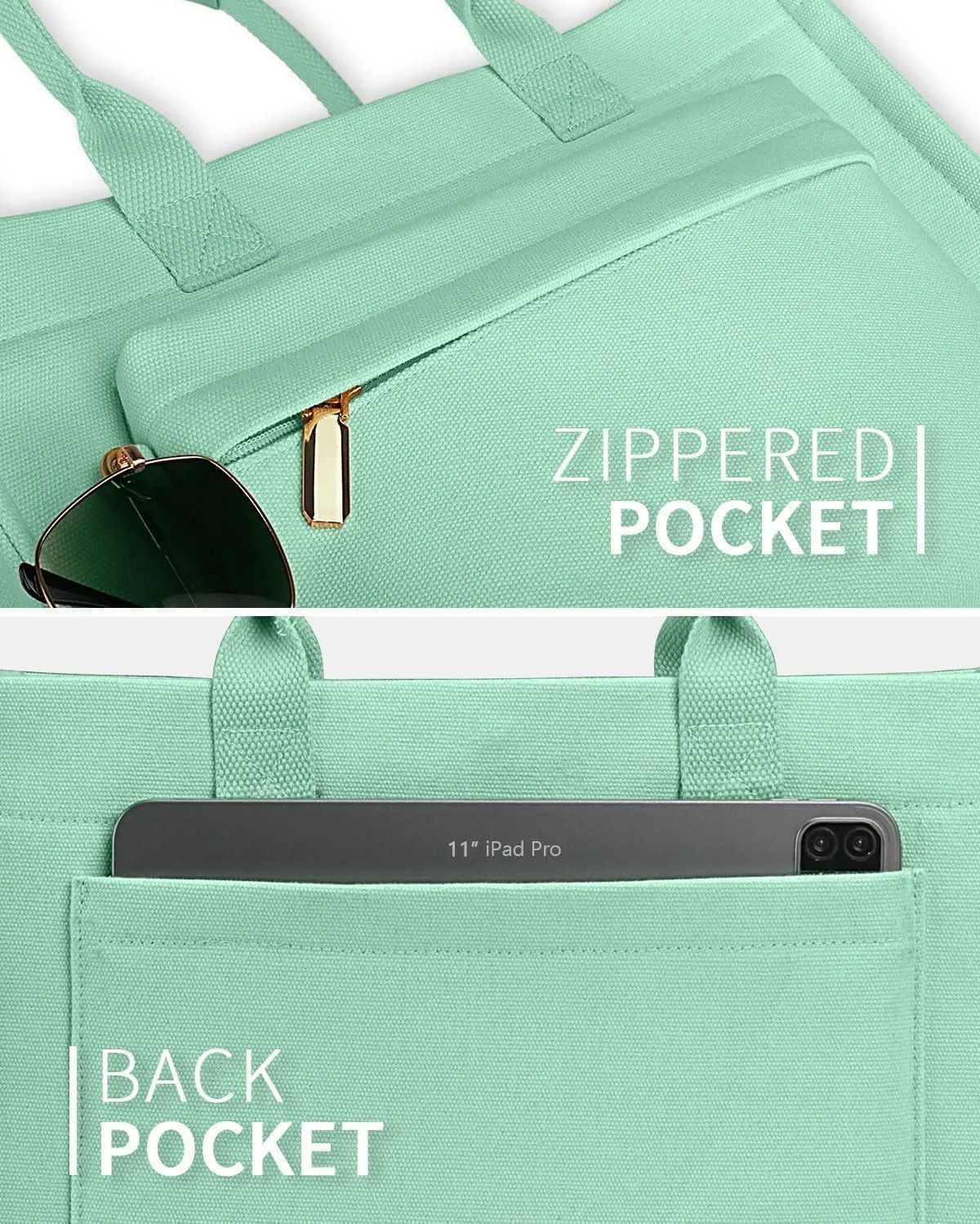 Medium Canvas Tote Bag for Women, Womens Tote Bag for School Bags Travel Crossbody Purse With Zipper Pocket