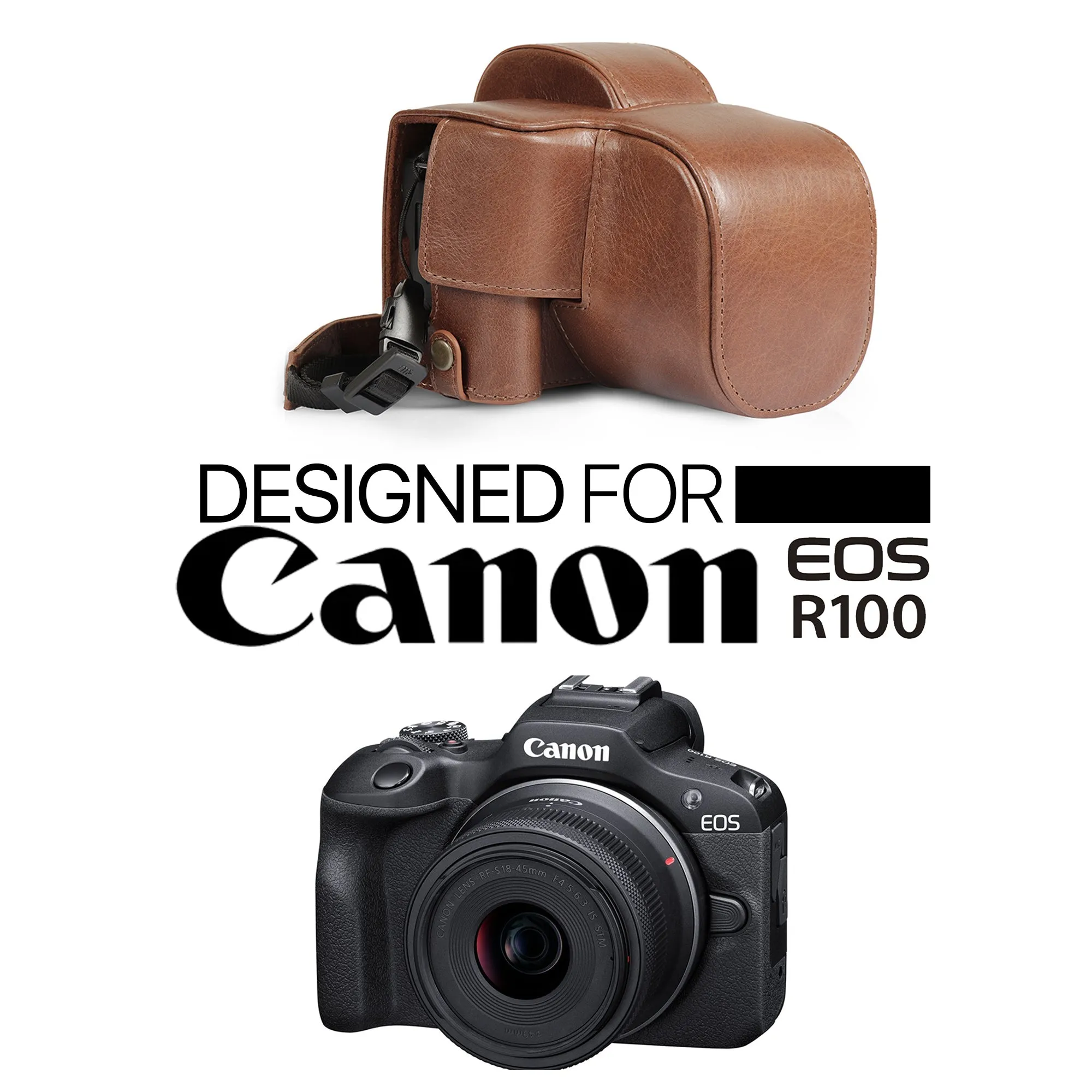 MegaGear Canon EOS R100 (18-45 mm) Ever Ready Genuine Leather Camera Case - Stylish and Protective